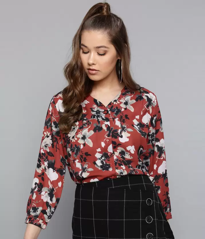 Bold and Beautiful: Casual Regular Sleeves Printed Women's Red Top