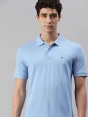 Classic Comfort: Men's Solid Polo Neck Blue T-Shirt